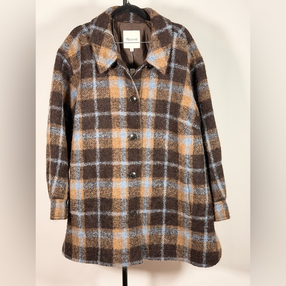 NWT $268 Madewell Belrose Shirt Jacket Coat in Cassel Plaid Size M - Picture 5 of 8
